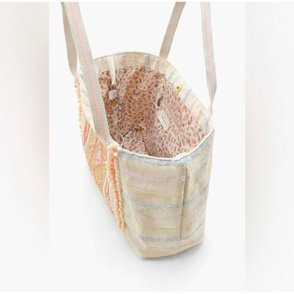 America and Beyond ROSE GOLD TOTE-HAND BEADED METALLIC TOTE FOR WOMEN - Picture 3 of 8